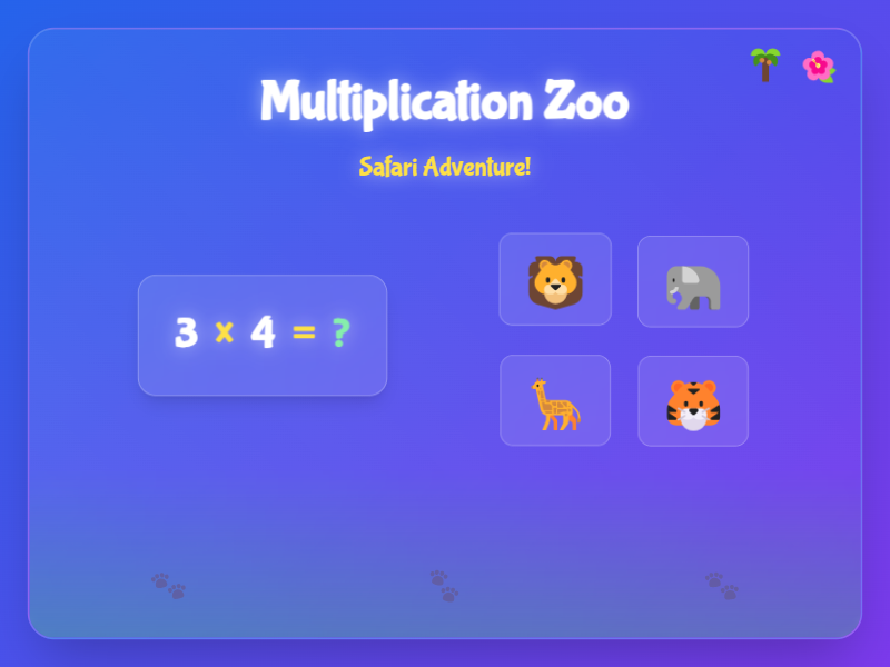 Multiplication Zoo Adventure