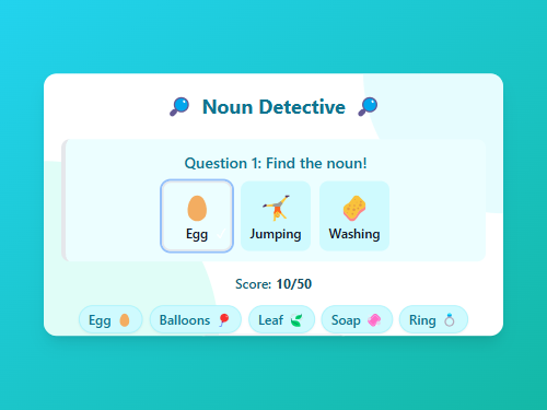 Find the Noun: Egg, Leaf, Ring