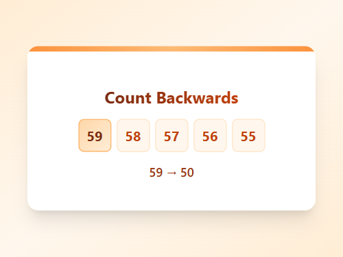 Count Backwards 59 to 50