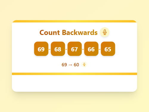 Count Backwards 69 to 60