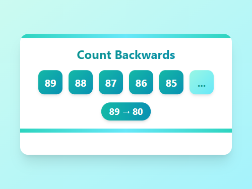 Count Backwards 89 to 80