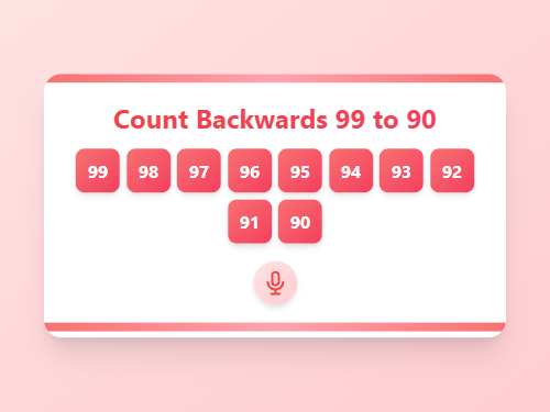Count Backwards 99 to 90