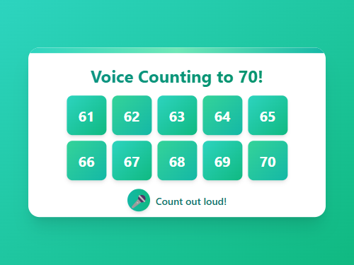 Voice Count Numbers 61 to 70