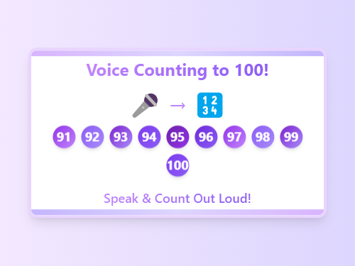 Voice Count Numbers 91 to 100