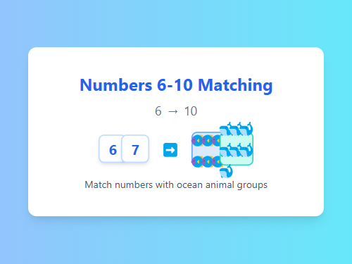 Match Numbers 6-10 with Ocean Animals