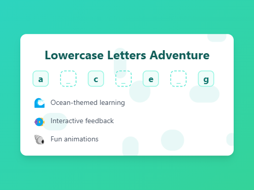 Find Missing Lowercase Letters: Ocean Fun
