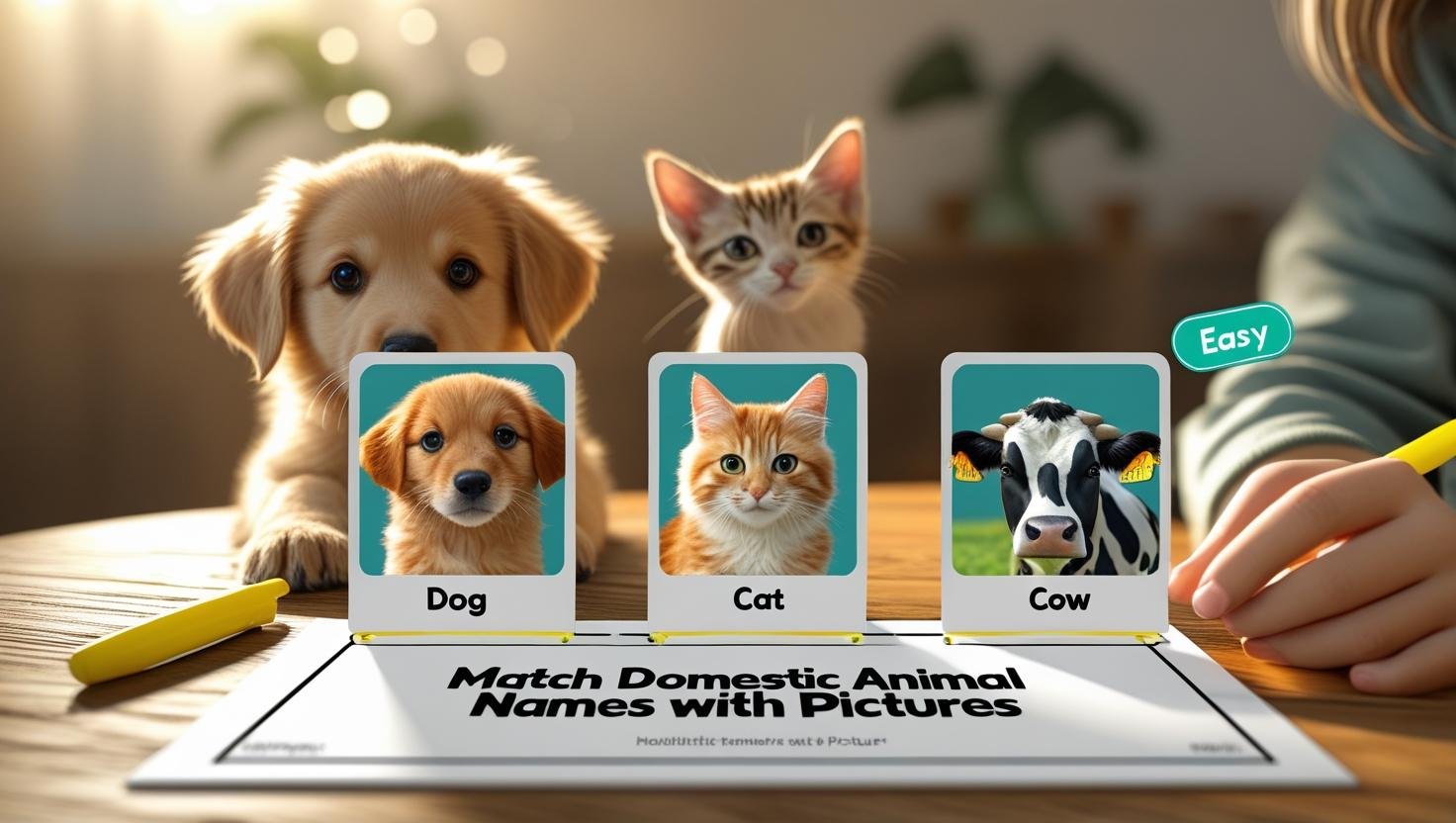 Match Domestic Animal Names with Pictures